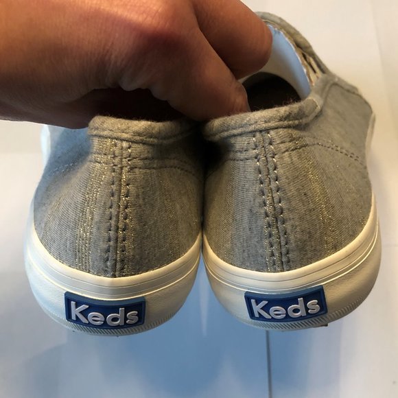 Keds Slip On Shoes - Grey Jersey Material w Gold - Picture 4 of 4